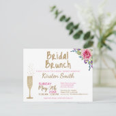 Bridal Brunch Gold Bubbly Bruids Douche Uitnodigin Briefkaart (Staand voorkant)