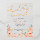 Bridal Brunch handgeschilderde Rozen & Manuscript  Folie Uitnodiging Briefkaart (Voorkant)