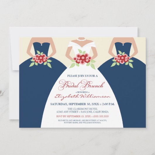 Bridal Brunch Invite (marine) Kaart (Voorkant)