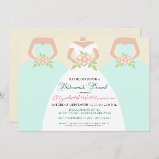 Bridal Brunch Invite (munt) Kaart (Voorkant / Achterkant)