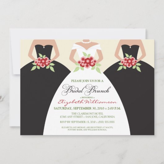 Bridal Brunch Invite (zwart) Kaart (Voorkant)
