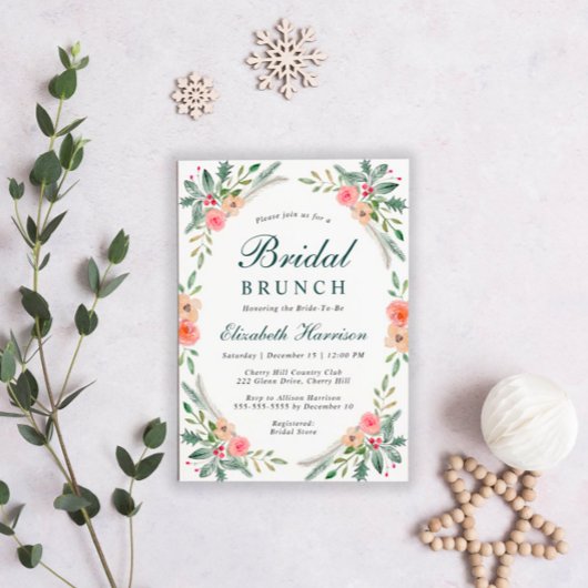 Bridal Brunch KerstFloral Waterverf Kaart