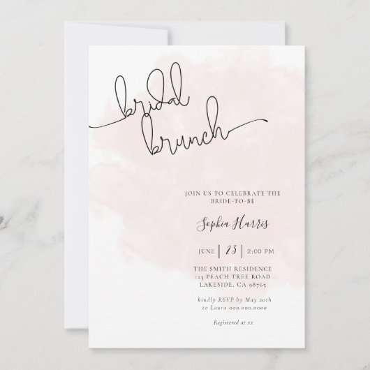 Bridal Brunch Minimalist Script Invitation Kaart (Voorkant)