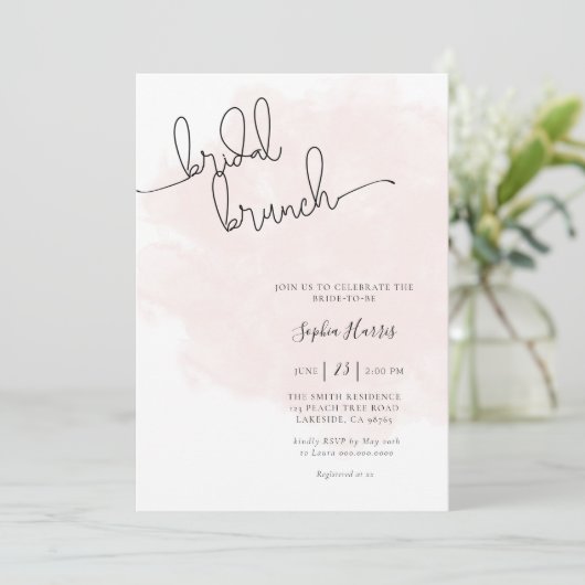 Bridal Brunch Minimalist Script Invitation Kaart (Staand voorkant)