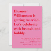 Bridal Brunch Modern Bold Pink and Red Typography Kaart (Voorkant)