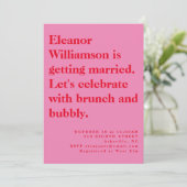 Bridal Brunch Modern Bold Pink and Red Typography Kaart (Staand voorkant)
