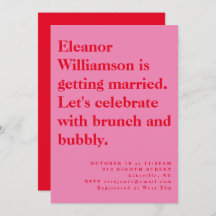 Bridal Brunch Modern Bold Pink and Red Typography