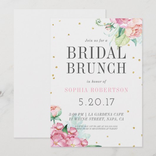 Bridal Brunch Party Uitnodiging (Voorkant / Achterkant)