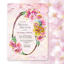 Bridal Brunch Pink Floral Waterverf Kaart