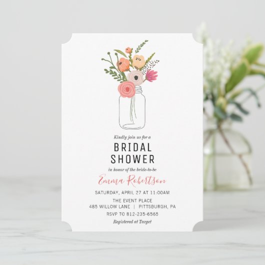 Bridal Brunch Pioen Boeket Douche uitnodiging (Staand voorkant)