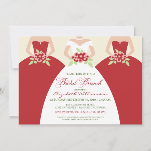 Bridal Brunch (rood) Kaart (Voorkant)
