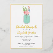 Bridal Brunch Shower Mason Jar Flowers Gold Foil Folie Uitnodiging (Voorkant)