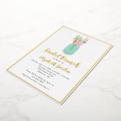 Bridal Brunch Shower Mason Jar Flowers Gold Foil Folie Uitnodiging (Gedraaid)