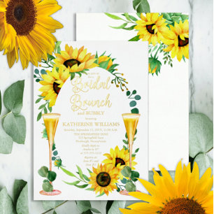 Bridal Brunch Sunflower   Eucalyptus Floral Lijst Folie Uitnodiging
