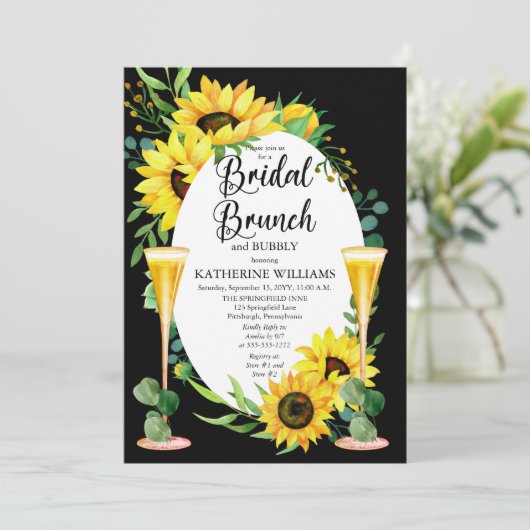 Bridal Brunch Sunflower | Eucalyptus Floral Lijst Kaart (Staand voorkant)