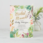 Bridal brunch-uitnodiging Succulente cactus Kaart (Staand voorkant)