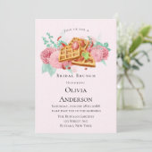 Bridal Brunch Waffles Pink and Mint Kaart (Staand voorkant)