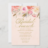 Bridal Brunch Waterverf Floral Blush Gold Script Kaart (Voorkant)