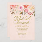Bridal Brunch Waterverf Floral Blush Gold Script Kaart (Voorkant / Achterkant)