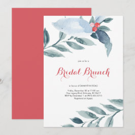 Bridal Brunch Waterverf Red Berries Holiday Partij Kaart