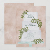 Bridal Brunch Waterverf Wedding Cake w/Greenery Kaart (Voorkant / Achterkant)