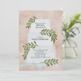 Bridal Brunch Waterverf Wedding Cake w/Greenery Kaart