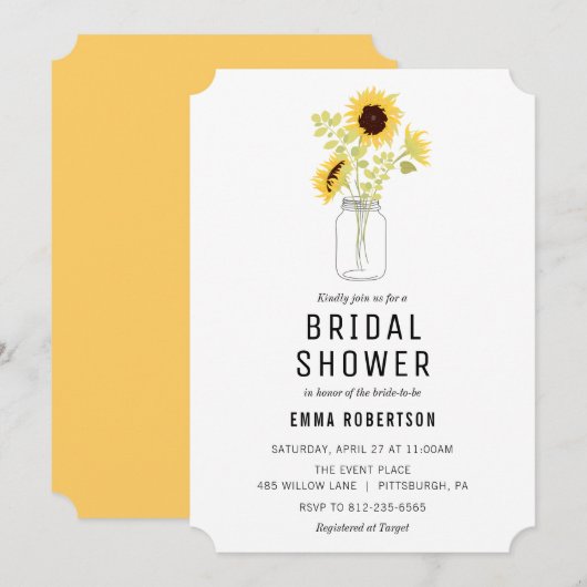 Bridal Brunch Zonnebloem Boeket Douche uitnodiging (Voorkant / Achterkant)