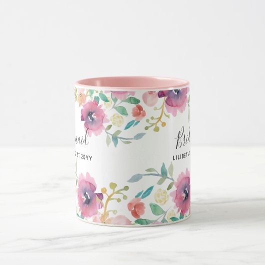 Bridal BUDGET Bridesmaid Gifts Pink Floral Mok (Midden)