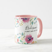 Bridal BUDGET Bridesmaid Gifts Pink Floral Mok (Voorkant rechts)