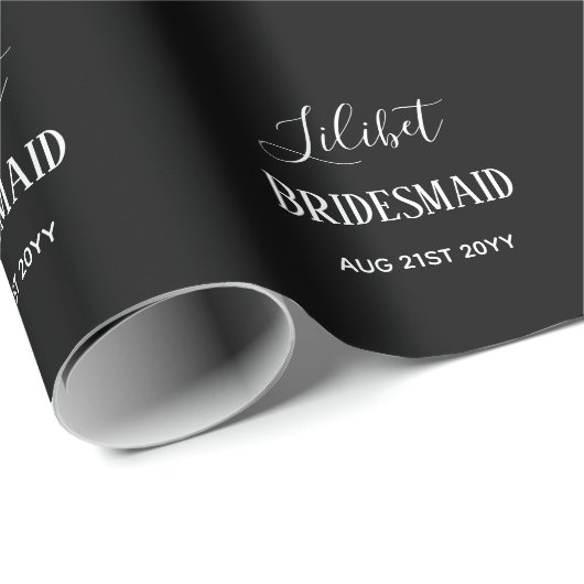 Bridal BUDGET Bridesmaid Party Gifts Black White Cadeaupapier (Rol Hoek)