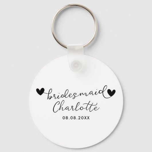 Bridal BUDGET Bridesmaid Party Gifts Black White Sleutelhanger (Voorkant)