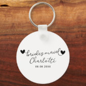 Bridal BUDGET Bridesmaid Party Gifts Black White Sleutelhanger (Voorkant)