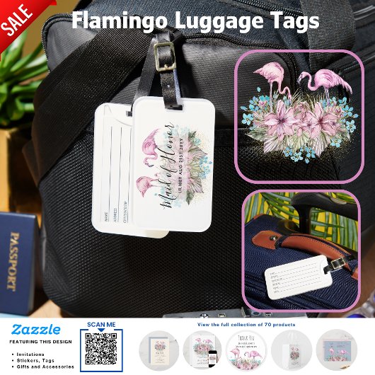 Bridal BUDGET FLAMINGOS Bagagelabel