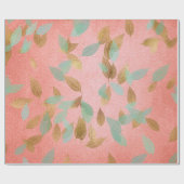 Bridal Coral Gold Falling Leafs Munt Cadeaupapier (Vlak)