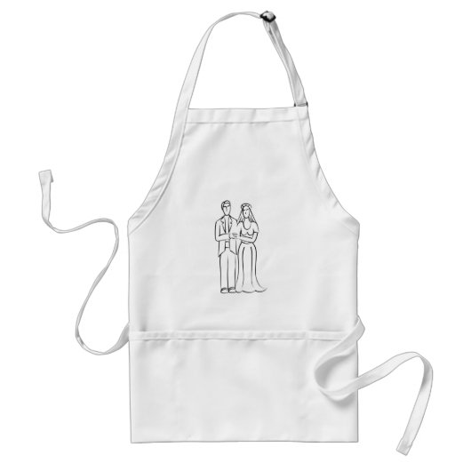 Bridal Couple Black White Sketch Bride Groom Standaard Schort (Voorkant)