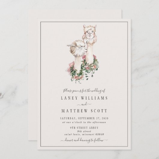 Bridal Couple Llama Unique Wedding Kaart (Voorkant / Achterkant)