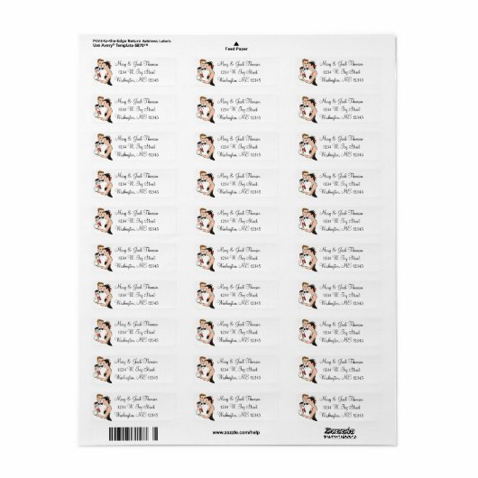 Bridal Couple Return Address Labels (Full Sheet)
