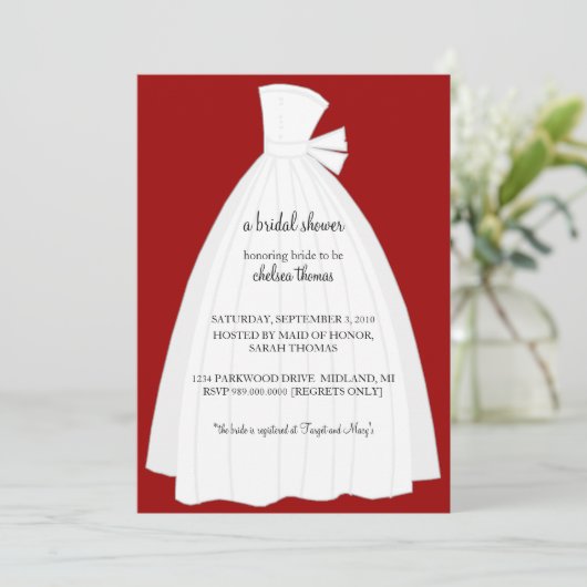 Bridal de Uitnodiging van de Shower {rood} (Staand voorkant)