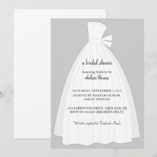 Bridal de Uitnodiging van de Shower {Zilver} (Voorkant / Achterkant)