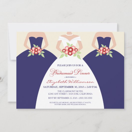 Bridal Dinner Invite (marine) Kaart (Voorkant)