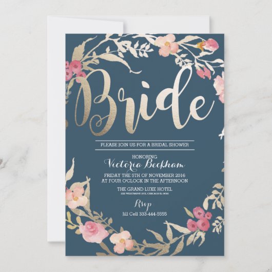 Bridal douche-uitnodiging, marinelonenbride kaart (Voorkant)