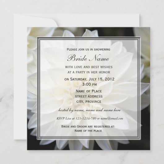 Bridal douche-uitnodiging, witte dagbloem kaart (Voorkant)