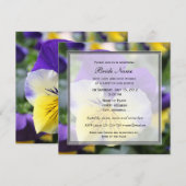 Bridal doucheuitnodiging, blauwe pansiebloem kaart (Voorkant / Achterkant)