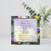 Bridal doucheuitnodiging, blauwe pansiebloem kaart (Staand voorkant)