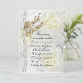 Bridal doucheuitnodiging elegante witte rozen kaart (Staand voorkant)