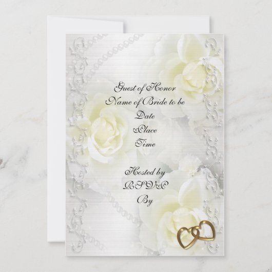 Bridal doucheuitnodiging elegante witte rozen kaart (Achterkant)