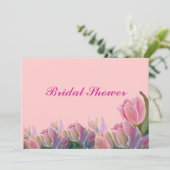 Bridal doucheuitnodiging - PINK TULIPS Kaart (Staand voorkant)