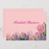 Bridal doucheuitnodiging - PINK TULIPS Kaart (Voorkant / Achterkant)