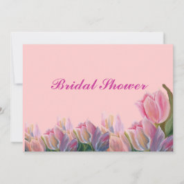 Bridal doucheuitnodiging - PINK TULIPS Kaart