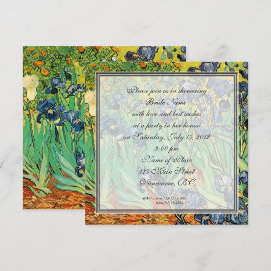 Bridal doucheuitnodiging, Vincent van Gogh, Irises Kaart (Voorkant / Achterkant)